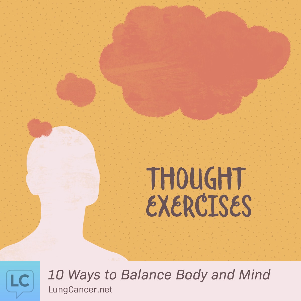 A person looks up at their thought bubble.